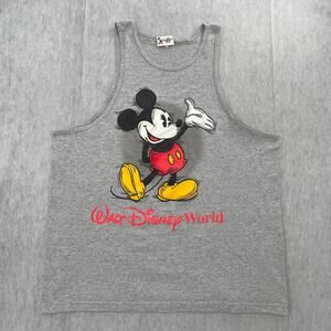 VINTAGE Mickey Mouse Shirt Mens Extra Large Gray Tank Top Walt Disney World XL